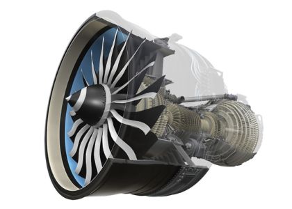 GEnx jet engine illustration with side view cutaway